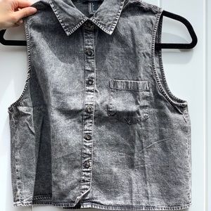 Gray denim button up